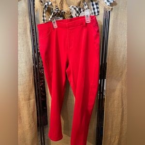 Red casual pants they do have some stretch in them.